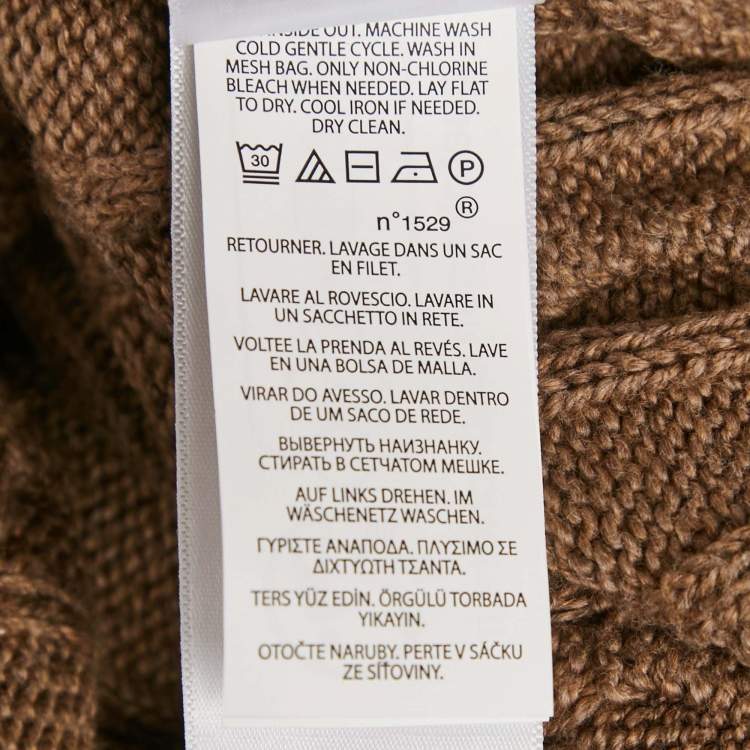 Pre Owned Polo Ralph Lauren Brown Cable Knit Crewneck Sweater L