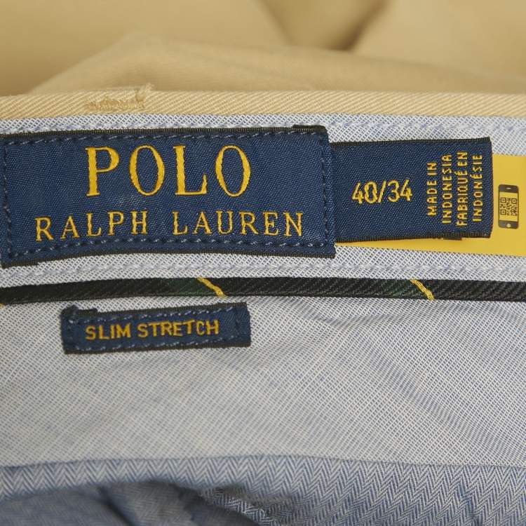 Pre Owned Polo Ralph Lauren Beige Cotton Stretch Slim Fit Pants XXXL