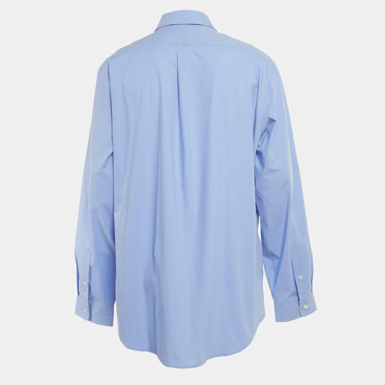 Pre Owned Polo Ralph Lauren Blue Logo Embroidered Cotton Shirt XXL