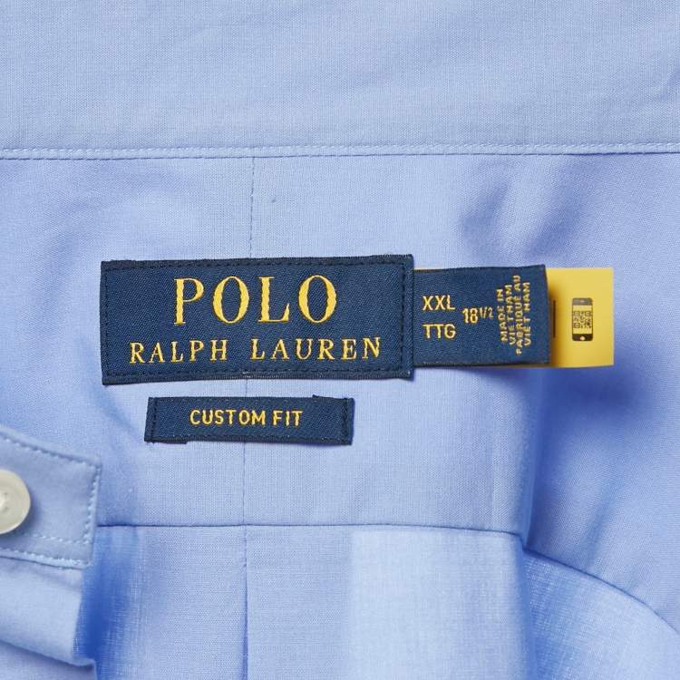 Pre Owned Polo Ralph Lauren Blue Logo Embroidered Cotton Shirt XXL