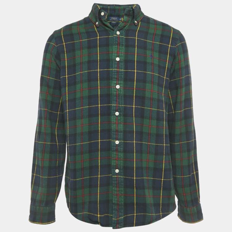 Pre Owned Polo Ralph Lauren Green Tartan Cotton Long Sleeve Shirt M