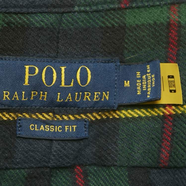 Pre Owned Polo Ralph Lauren Green Tartan Cotton Long Sleeve Shirt M