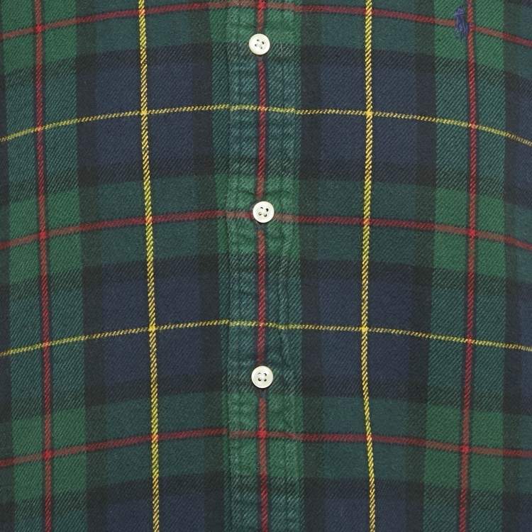 Pre Owned Polo Ralph Lauren Green Tartan Cotton Long Sleeve Shirt M