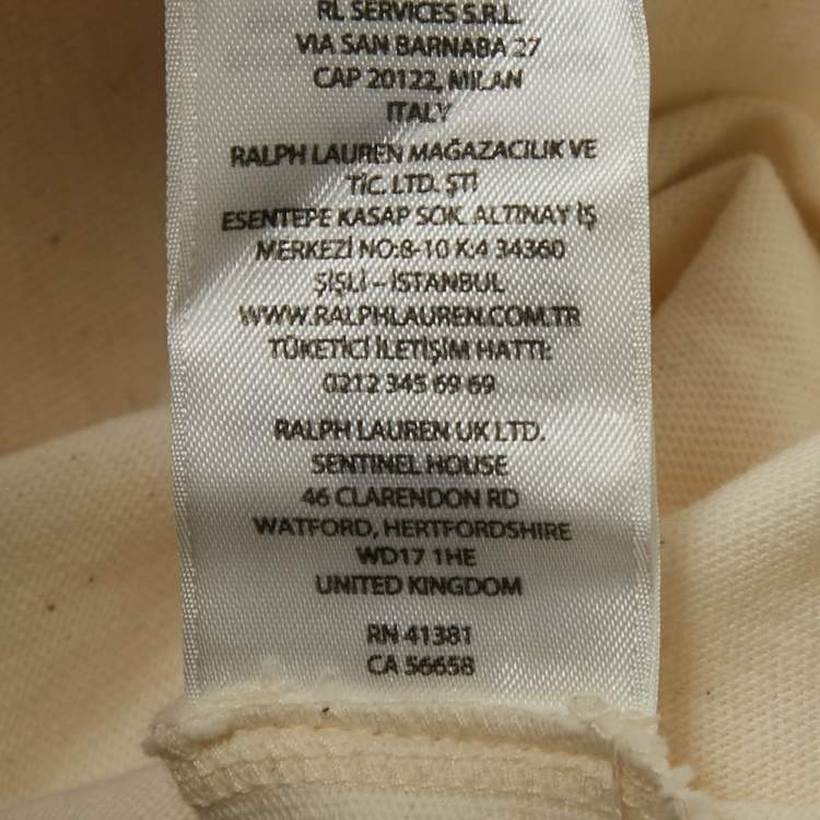 Pre Owned Polo Ralph Lauren Cream Print Cotton Crew Neck T-Shirt XL