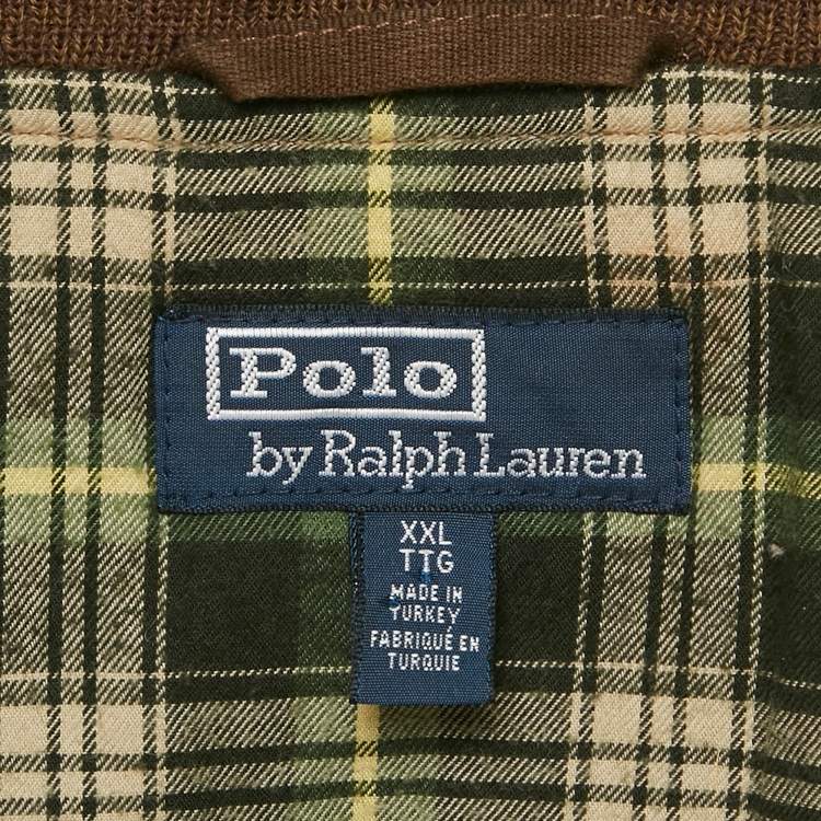 Pre Owned Polo Ralph Lauren Brown Cotton Zip Front Jacket XXL