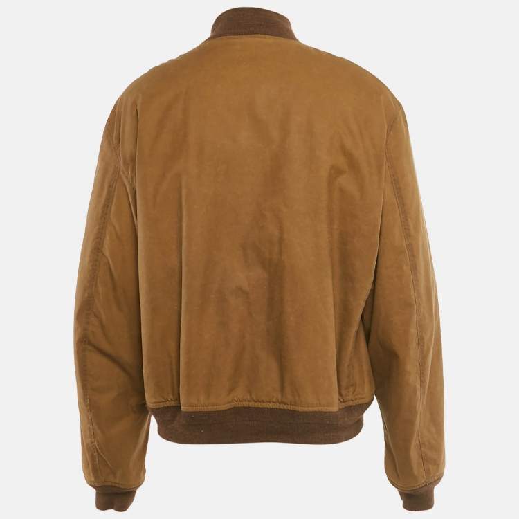 Pre Owned Polo Ralph Lauren Brown Cotton Zip Front Jacket XXL