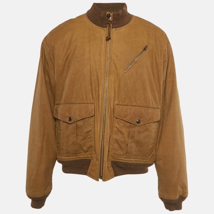 Pre Owned Polo Ralph Lauren Brown Cotton Zip Front Jacket XXL