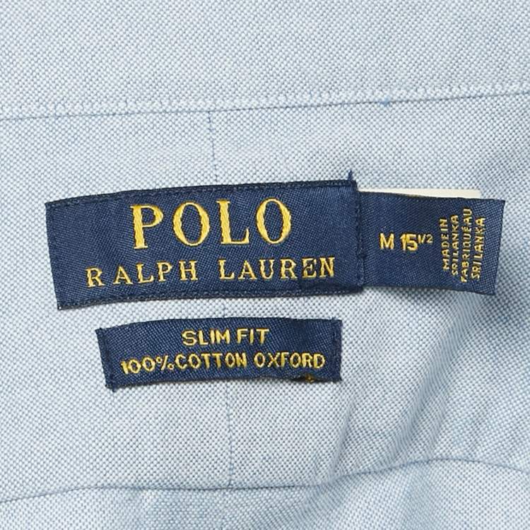 Pre Owned Polo Ralph Lauren Blue Oxford Cotton Slim Fit Shirt M