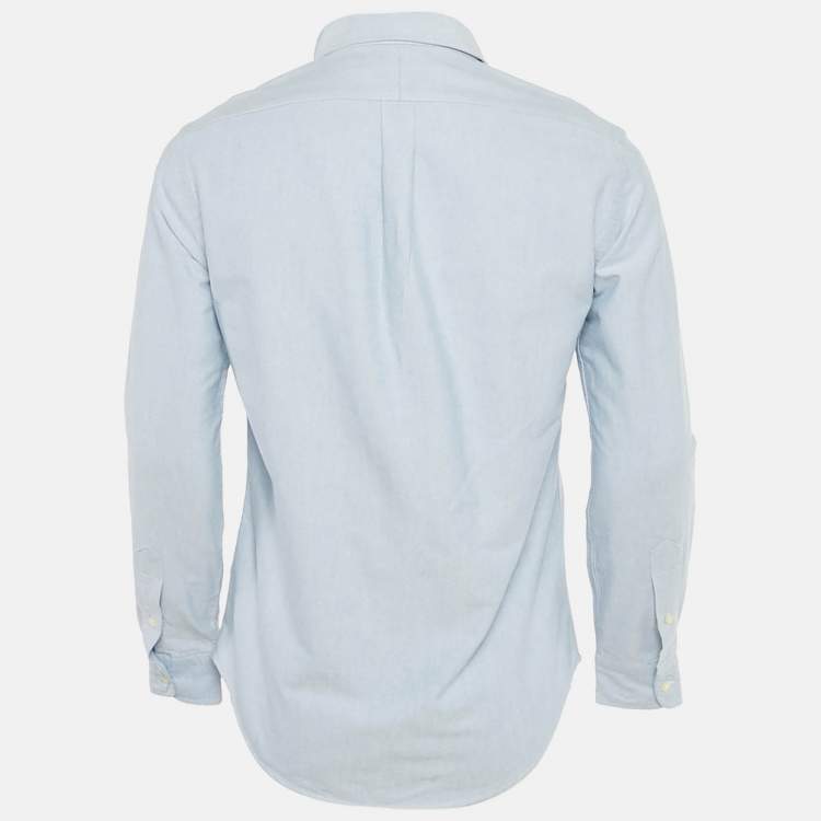 Pre Owned Polo Ralph Lauren Blue Oxford Cotton Slim Fit Shirt M