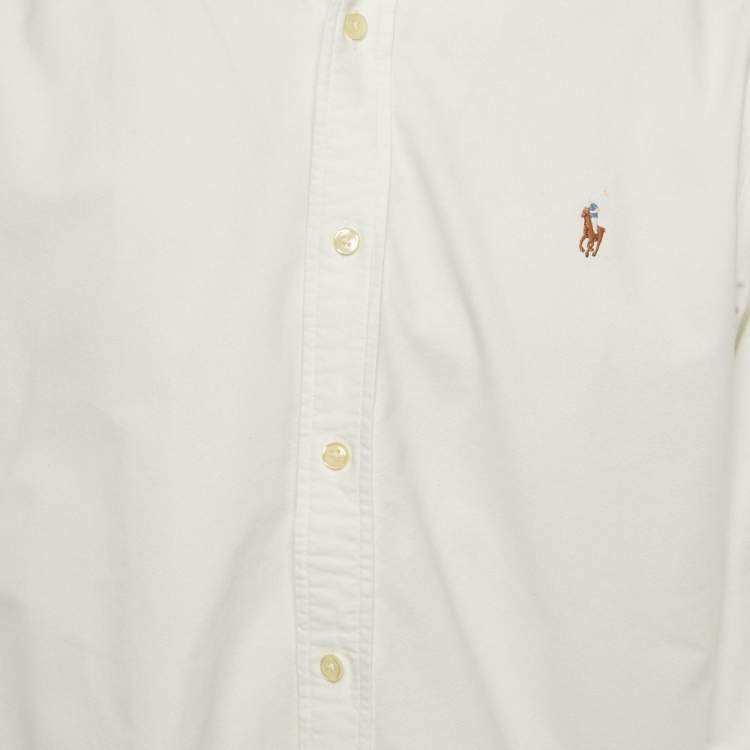 Pre Owned Polo Ralph Lauren White Cotton Custom Fit Shirt L
