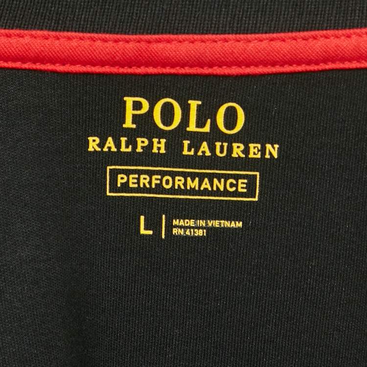 Pre Owned Polo Ralph Lauren Black Cotton Hooded Performance Jacket L