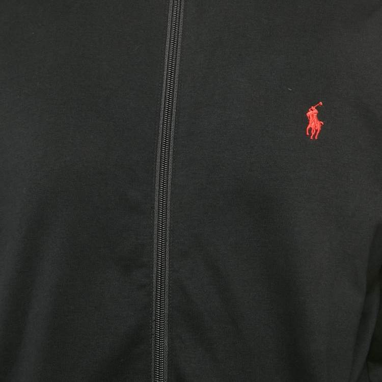 Pre Owned Polo Ralph Lauren Black Cotton Hooded Performance Jacket L