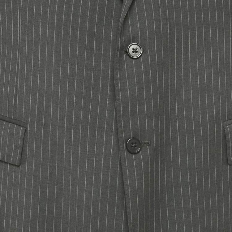 Pre Owned Polo by Ralph Lauren Grey Pinstripe Wool Bradford Suit XXL