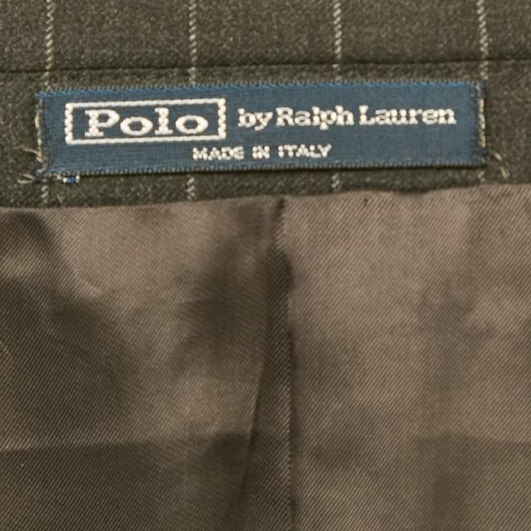 Pre Owned Polo by Ralph Lauren Charcoal Grey PinStriped Wool Regular Fit Suit XXS
