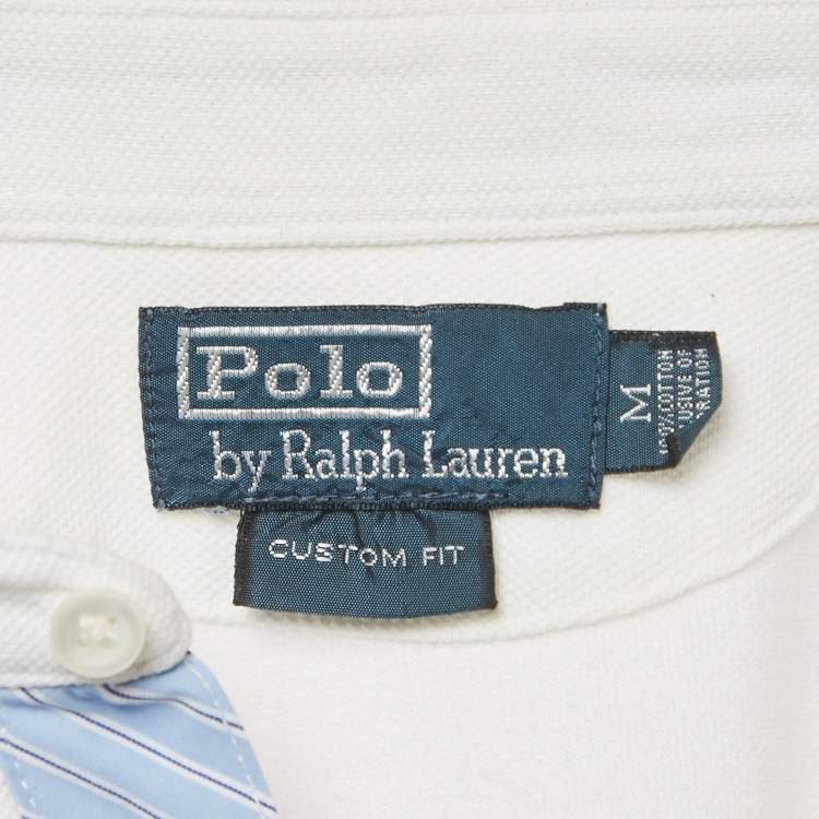 مملوكة مسبقًا Polo Ralph Lauren White Cotton Custom Fit Polo T-Shirt M