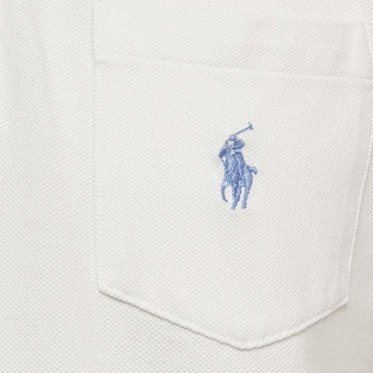 مملوكة مسبقًا Polo Ralph Lauren White Cotton Custom Fit Polo T-Shirt M