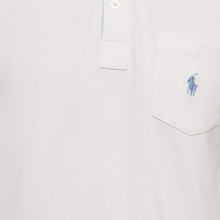 مملوكة مسبقًا Polo Ralph Lauren White Cotton Custom Fit Polo T-Shirt M