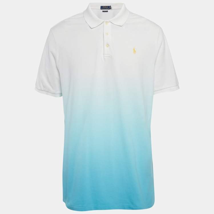 Pre Owned Polo Ralph Lauren Blue Ombre Pique Polo T-Shirt L