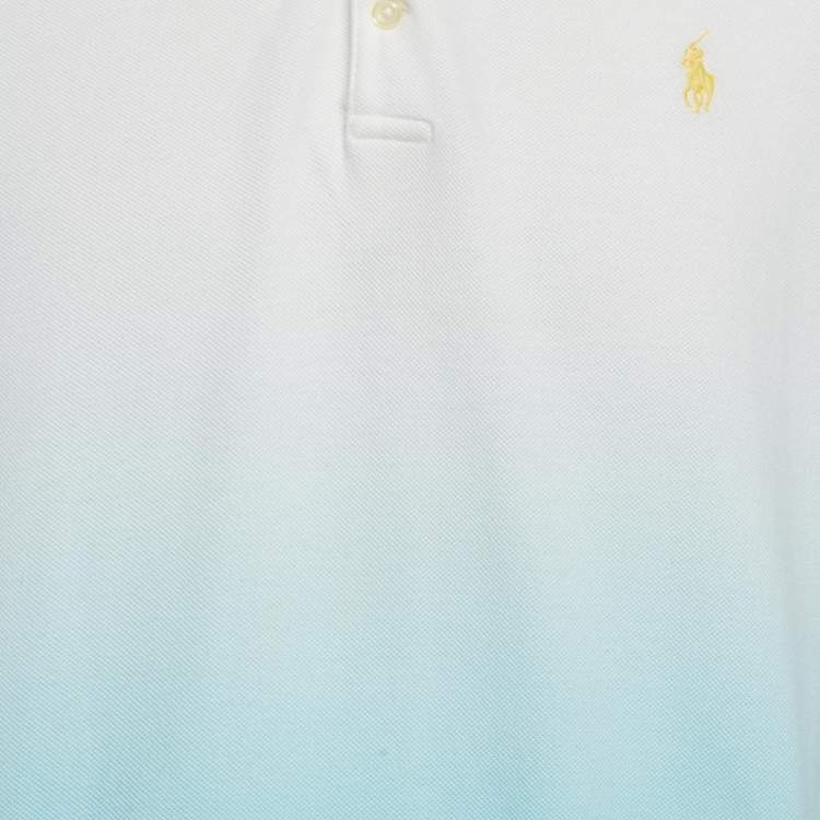 Pre Owned Polo Ralph Lauren Blue Ombre Pique Polo T-Shirt L