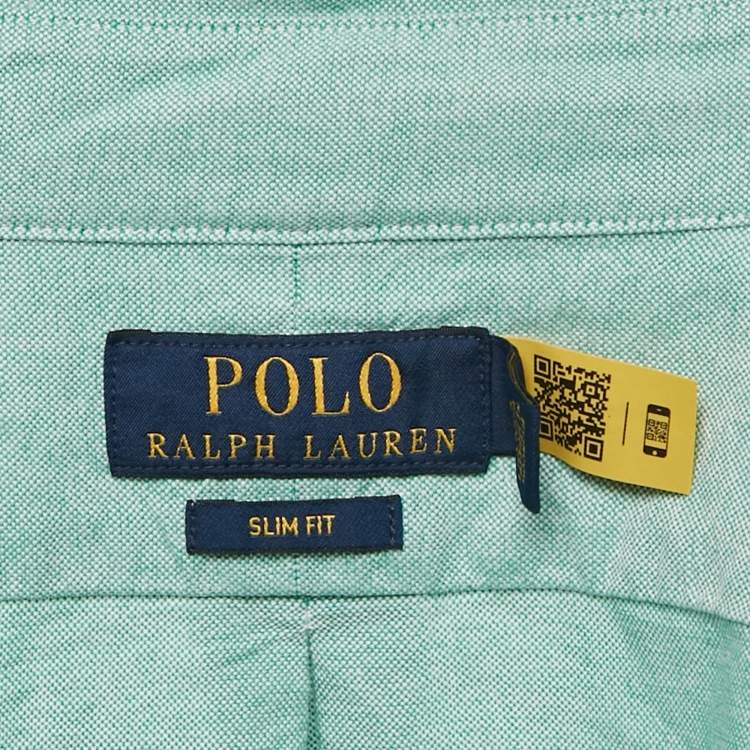 Pre Owned Polo Ralph Lauren Green Cotton Slim Fit Shirt L