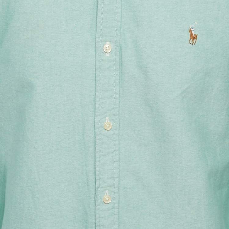 Pre Owned Polo Ralph Lauren Green Cotton Slim Fit Shirt L