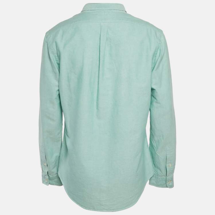 Pre Owned Polo Ralph Lauren Green Cotton Slim Fit Shirt L