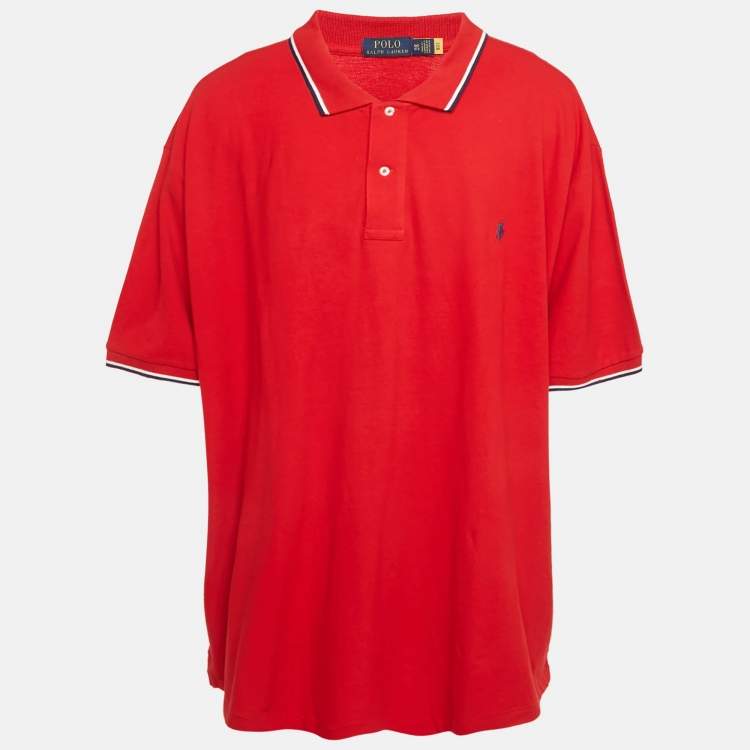 مملوكة مسبقًا Polo Ralph Lauren Red Cotton Knit Polo T-Shirt 5XL
