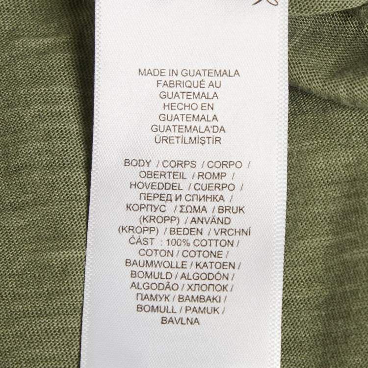 Pre Owned Polo Ralph Lauren Olive Green Logo Printed Cotton Knit T-Shirt M