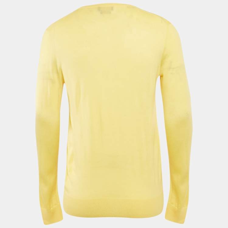 مملوكة مسبقًا Polo Ralph Lauren Yellow Logo Embroidered Wool Knit Sweater M