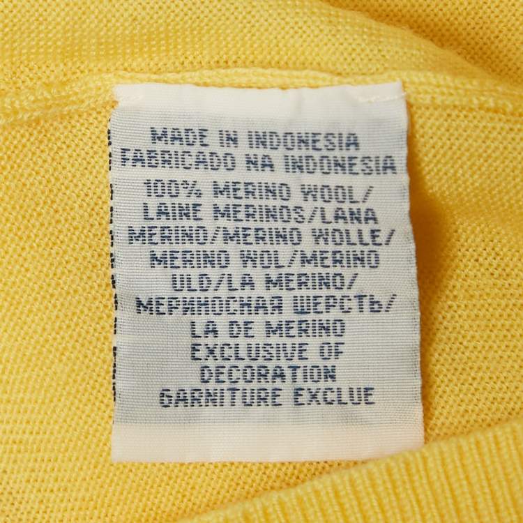 مملوكة مسبقًا Polo Ralph Lauren Yellow Logo Embroidered Wool Knit Sweater M