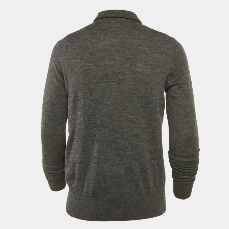 Pre Owned Polo Ralph Lauren Grey Merino Wool Turtle Knit Sweater L