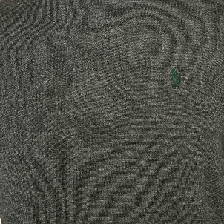 Pre Owned Polo Ralph Lauren Grey Merino Wool Turtle Knit Sweater L