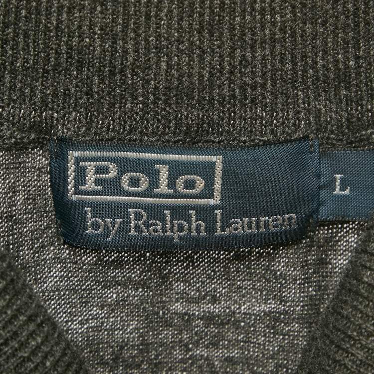 Pre Owned Polo Ralph Lauren Grey Merino Wool Turtle Knit Sweater L