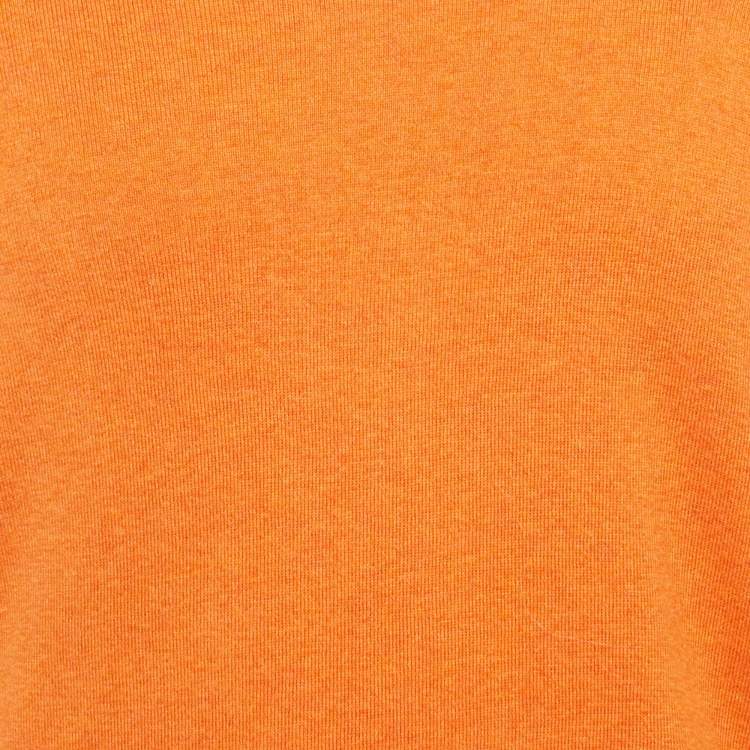 Pre Owned Polo Ralph Lauren Orange Cotton Knit V-Neck Sweater M