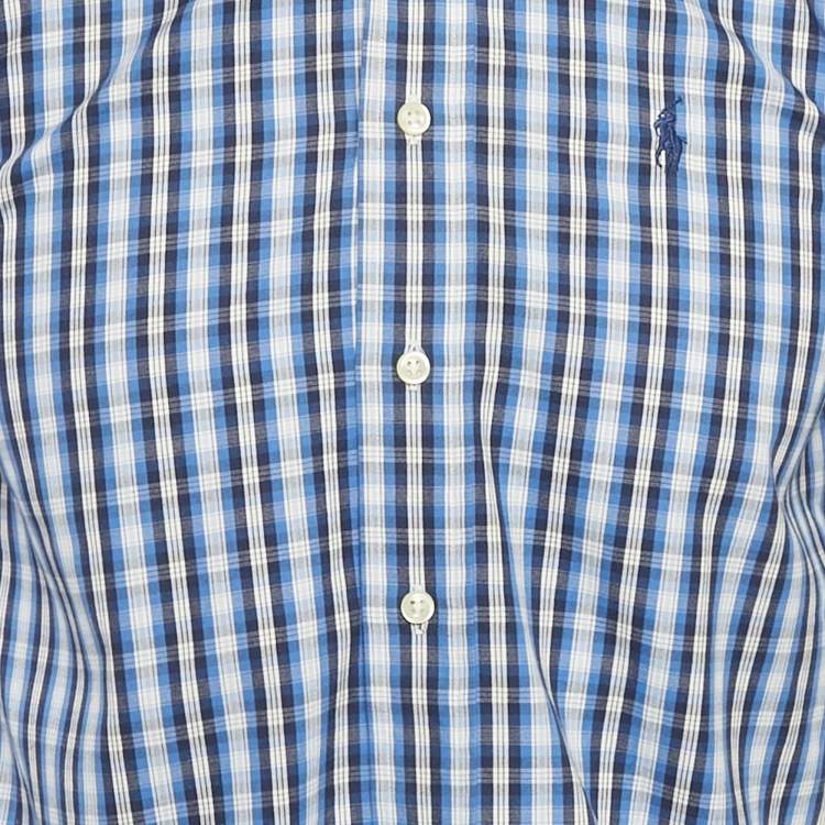 مملوكة مسبقًا Polo Ralph Lauren Blue Checks Cotton Short Sleeve Shirt M