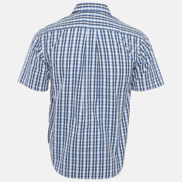 مملوكة مسبقًا Polo Ralph Lauren Blue Checks Cotton Short Sleeve Shirt M