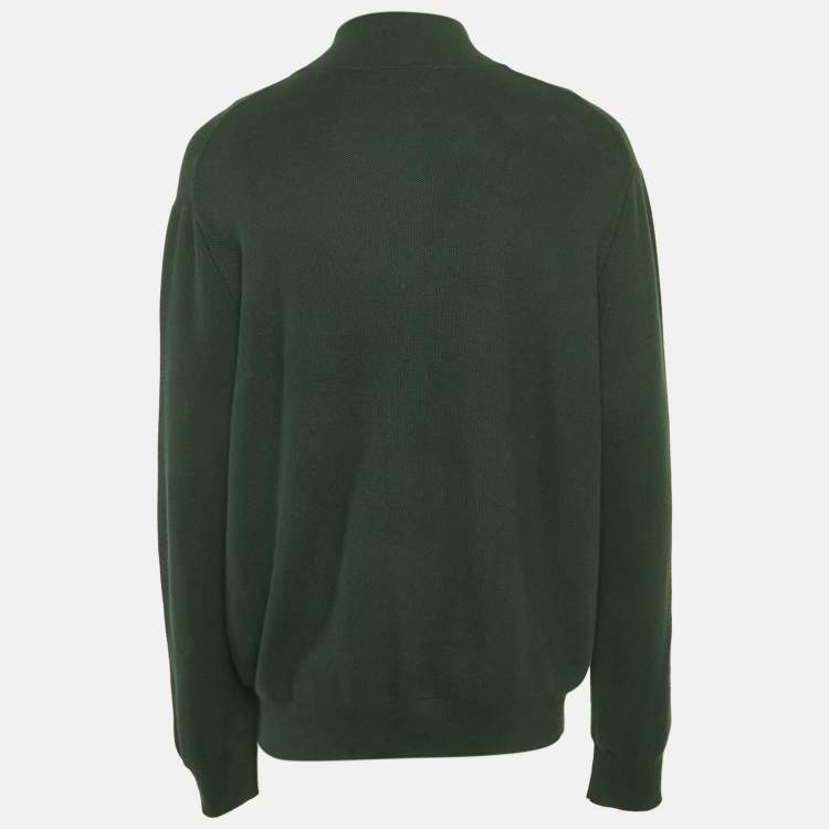 Pre Owned Polo Ralph Lauren Green Cotton Knit Half Zip Sweatshirt XXL