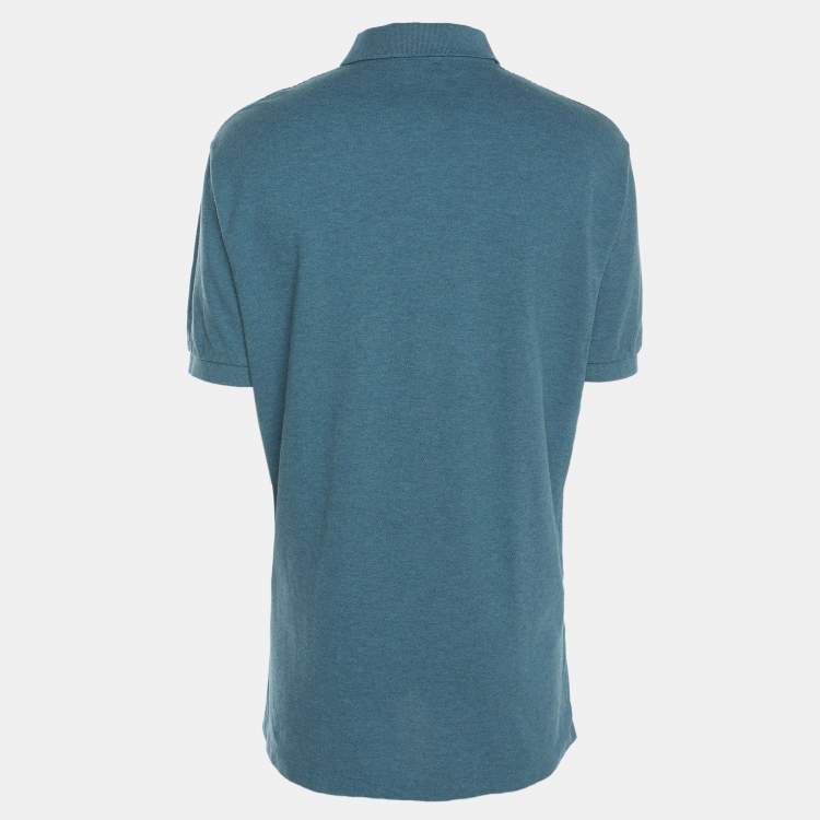 Pre Owned Polo Ralph Lauren Blue Jersey Logo Applique Classic Fit Polo T-Shirt L