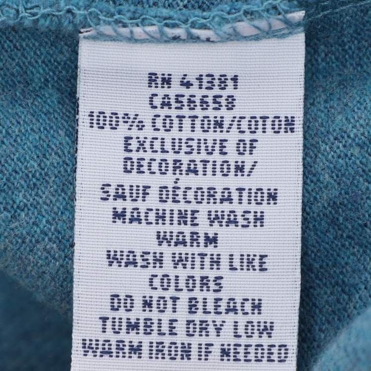 Pre Owned Polo Ralph Lauren Blue Jersey Logo Applique Classic Fit Polo T-Shirt L