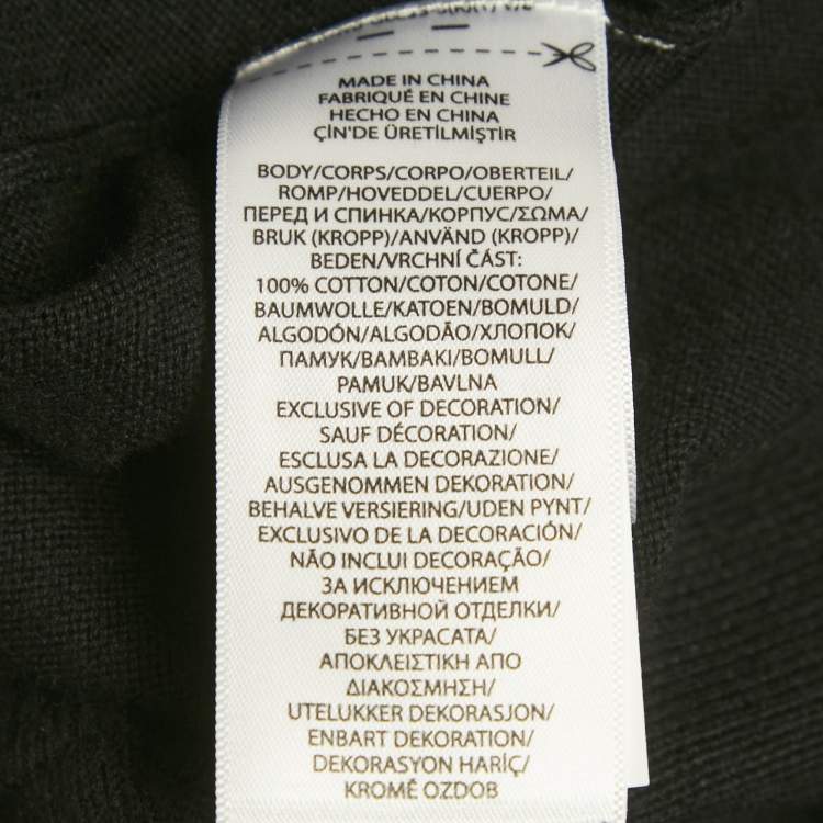 Pre Owned Polo Ralph Lauren Black Logo Embroidered Cotton V-Neck Sweater L