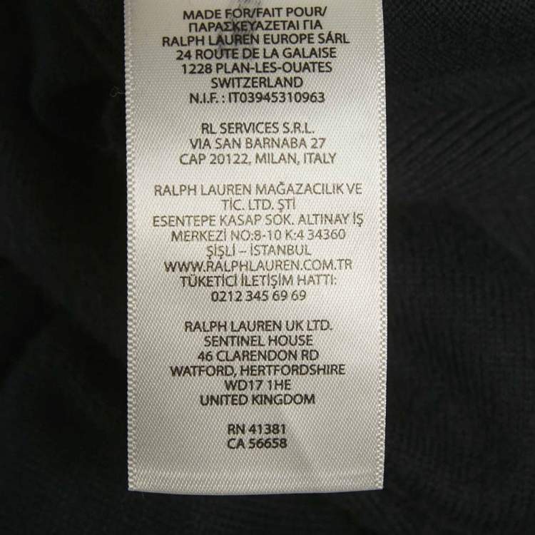 Pre Owned Polo Ralph Lauren Navy Blue Cotton Knit V-Neck Sweater L