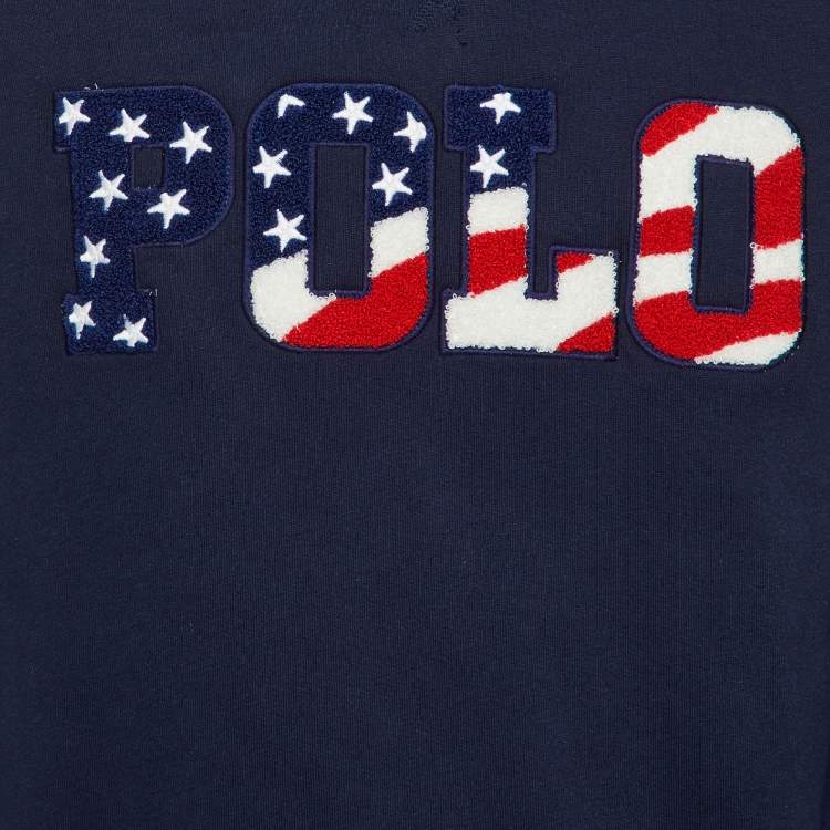 Pre Owned Polo Ralph Lauren Navy Blue Jersey Polo Embroidered Sweatshirt S 