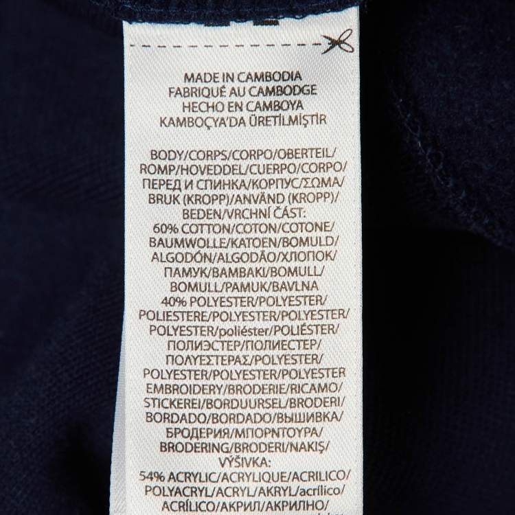 Pre Owned Polo Ralph Lauren Navy Blue Jersey Polo Embroidered Sweatshirt S 