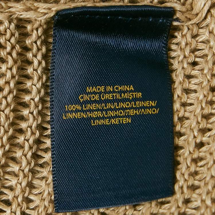 Pre Owned Polo Ralph Lauren Beige Linen Crochet Sheer Sweater S