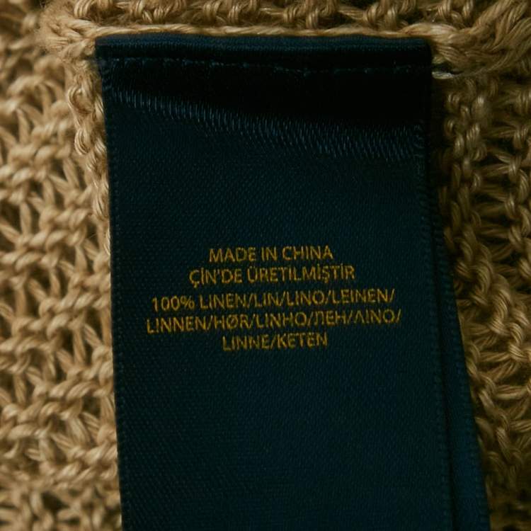 Pre Owned Polo Ralph Lauren Beige Linen Crochet Sheer Sweater S