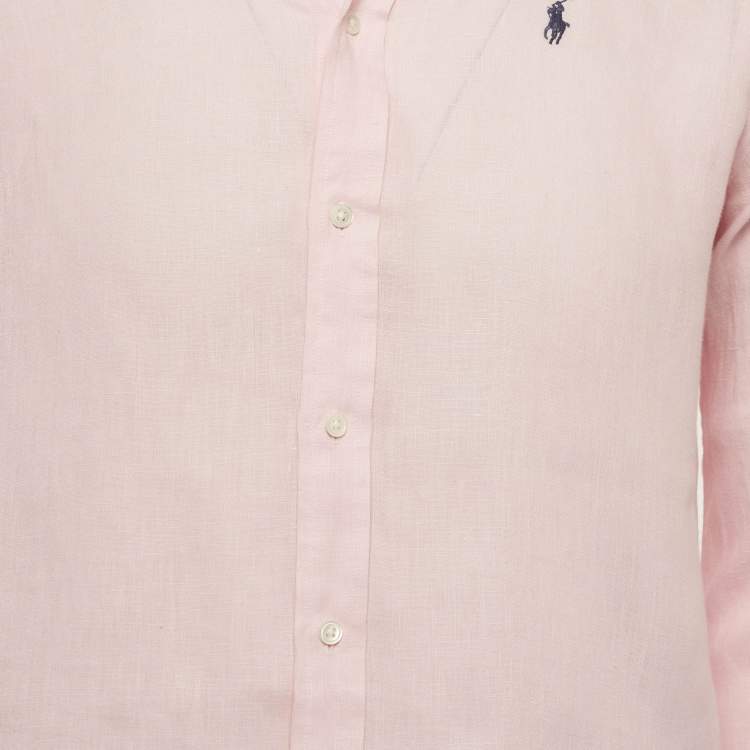 Pre Owned Polo Ralph Lauren Pink Linen Relaxed Fit Shirt S