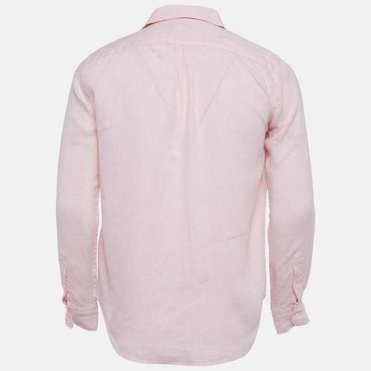 Pre Owned Polo Ralph Lauren Pink Linen Relaxed Fit Shirt S