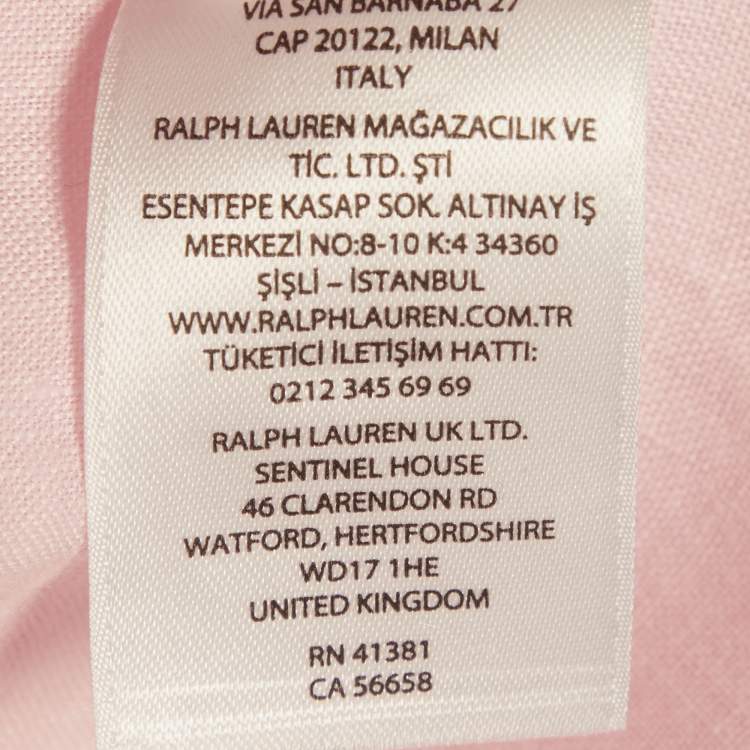 Pre Owned Polo Ralph Lauren Pink Linen Relaxed Fit Shirt S