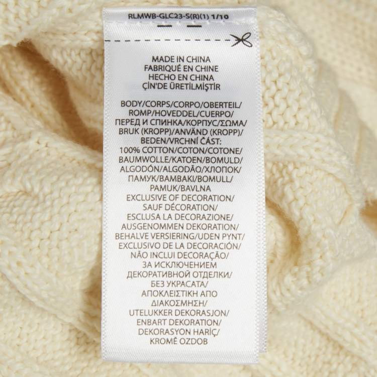 Pre Owned Polo Ralph Lauren Cream Cable-Knit Jumper M