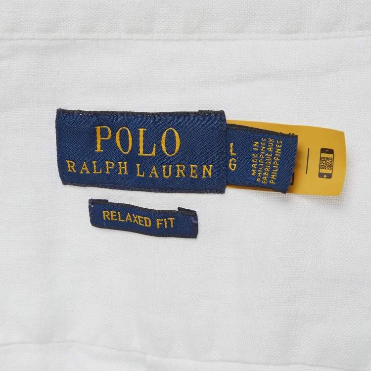 Pre Owned Polo Ralph Lauren White Linen Relaxed Fit Shirt L